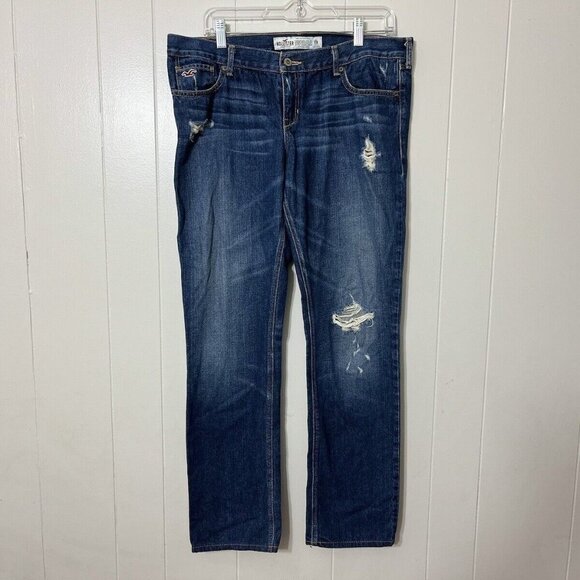 Hollister Womens Straight Leg Distressed Jeans Size 11R - Picture 1 of 6